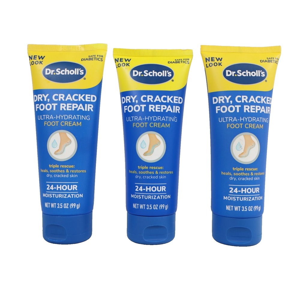 3 PACK Dr. Scholl's Dry, Cracked Foot Repair Ultra-Hydrating Foot Cream 3.5oz EA